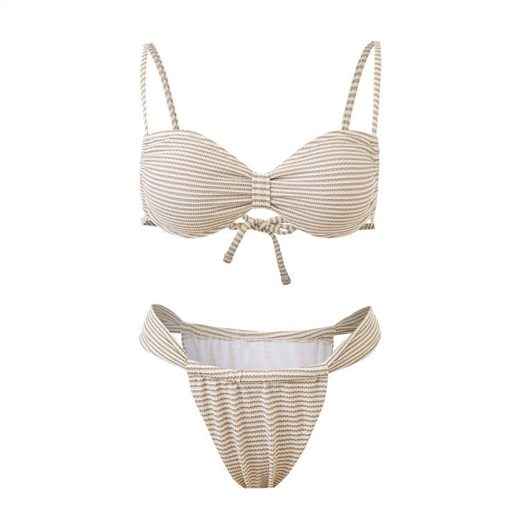 Shuvexa Women's White Bikini Set with Cover-Up Skirt, Padded Wireless Swimwear
