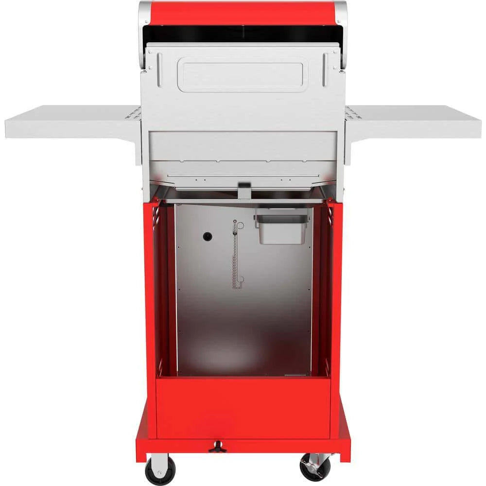 2-BURNER Propane Gas Grill, Red Stainless Steel, 28,000 Btus, Compact Design