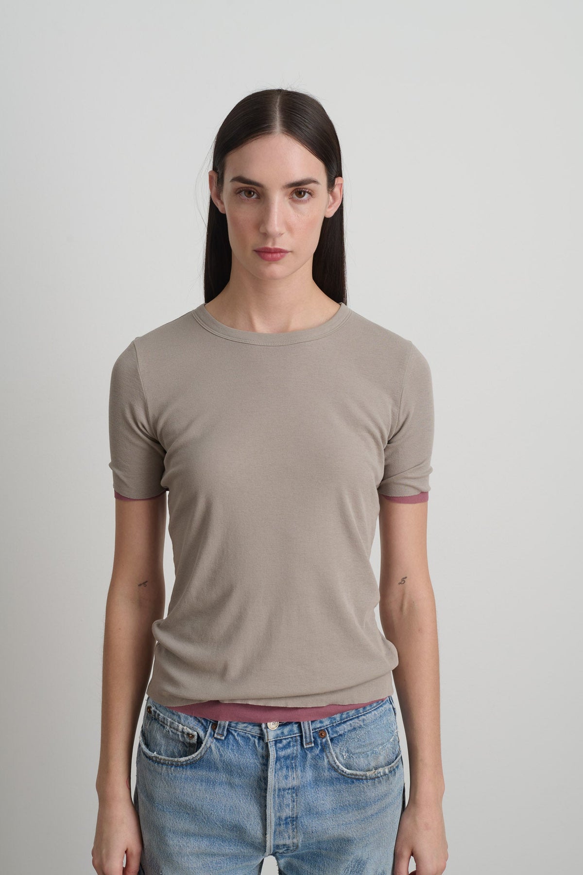 Double Tee Dove Grey / Pink