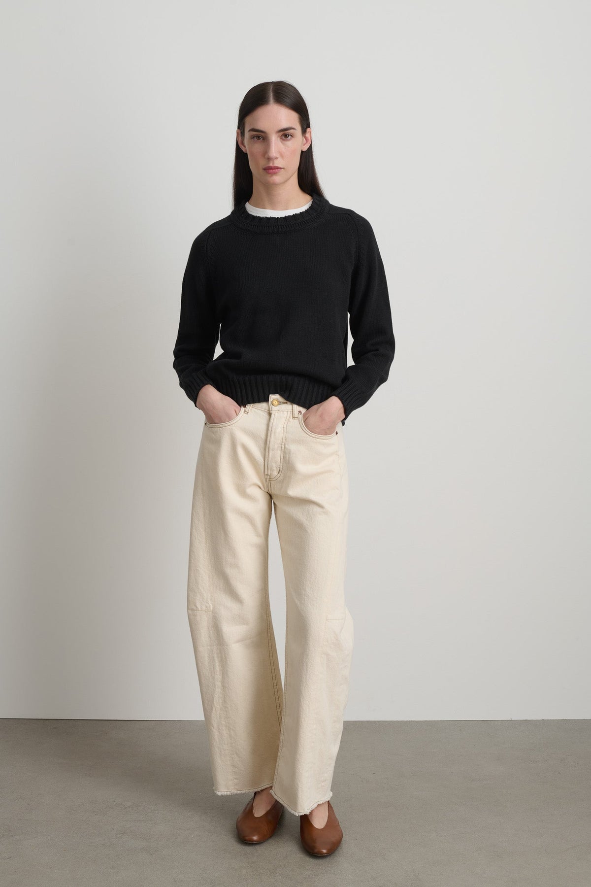 Basket Weave Crewneck Black
