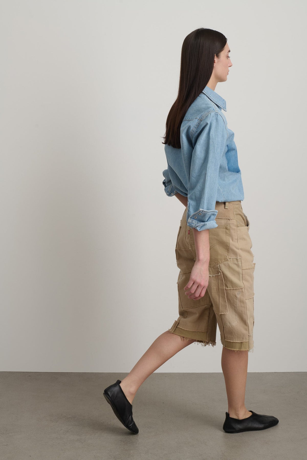 Madras Short Rework Vintage Khaki