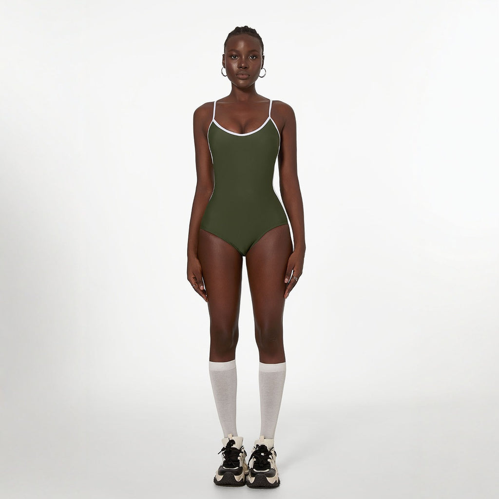 Shuvexa Women's One Piece Swimsuit, Spaghetti Strap, Padded Wireless, Green