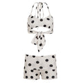 Shuvexa Women's Polka Dot Bikini Set, Halter Swim Top with Swim Shorts, Padded Wireless