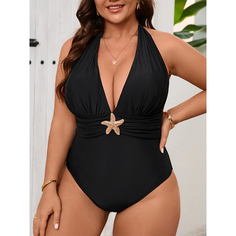 Shuvexa Women's One Piece Swimsuit with Sheer Cover Up, Padded Wireless Swimwear Set, Black