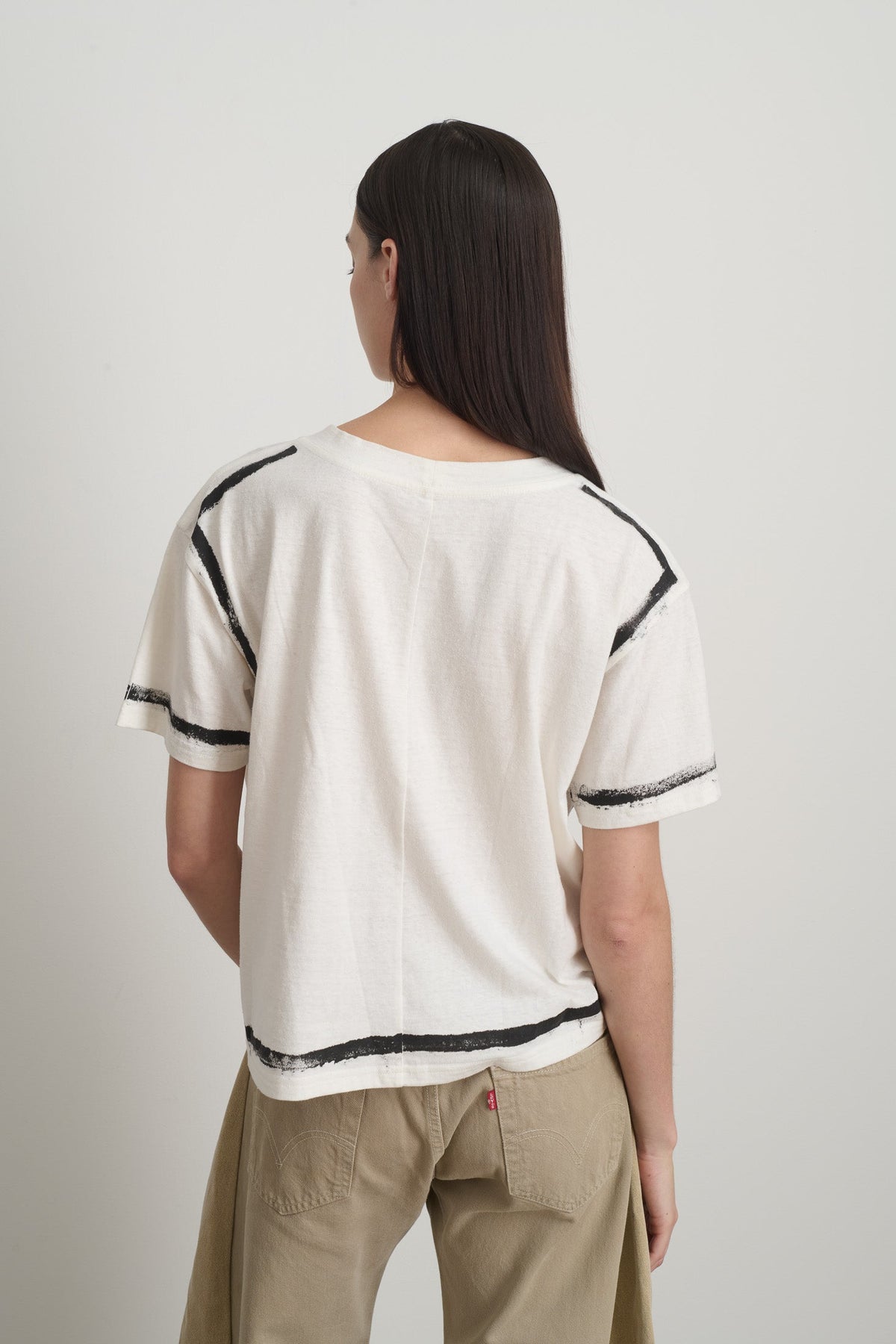 Atlas Pocket Tee White/Black Stripe