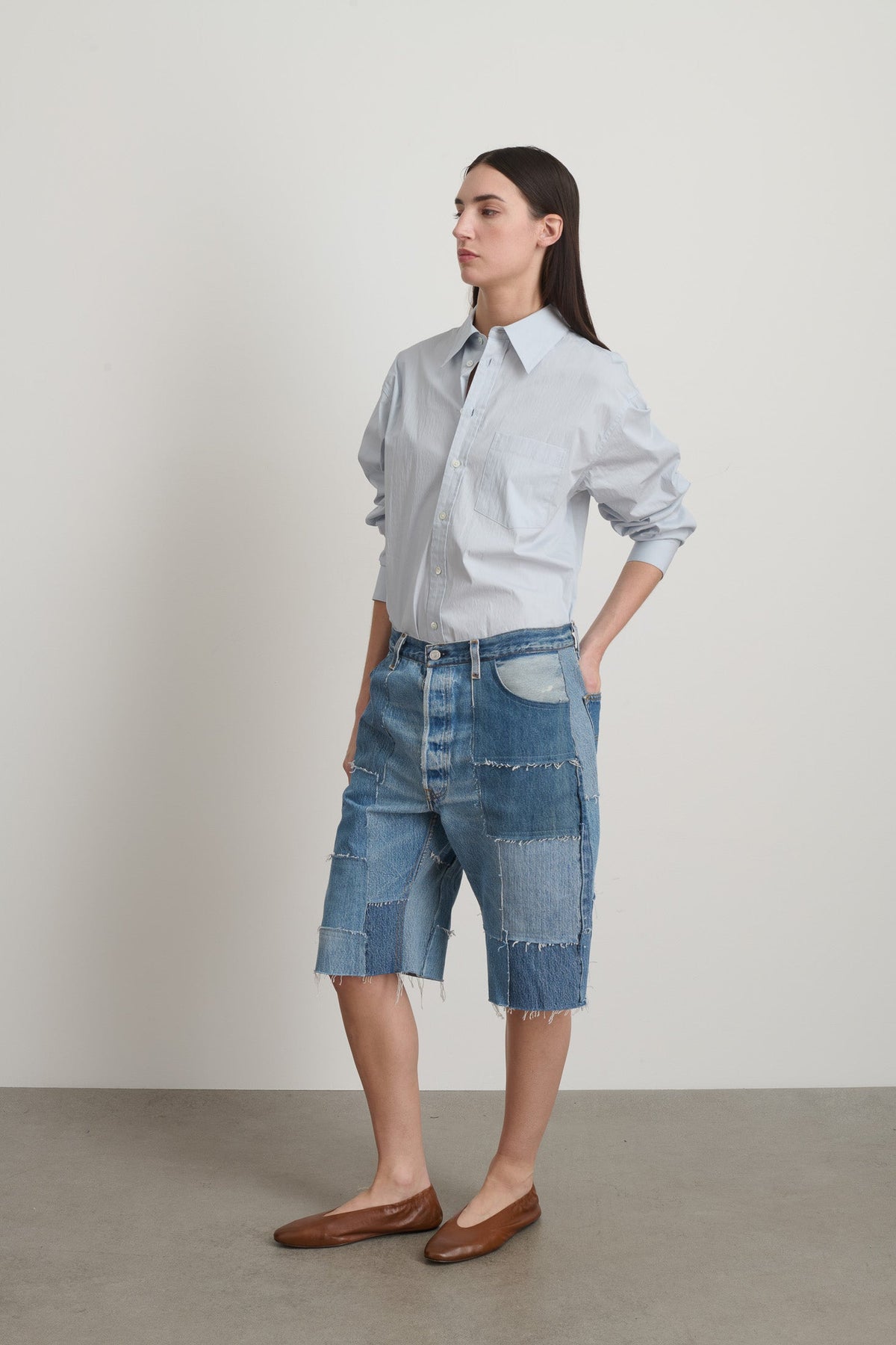 Madras Short Rework Vintage Indigo