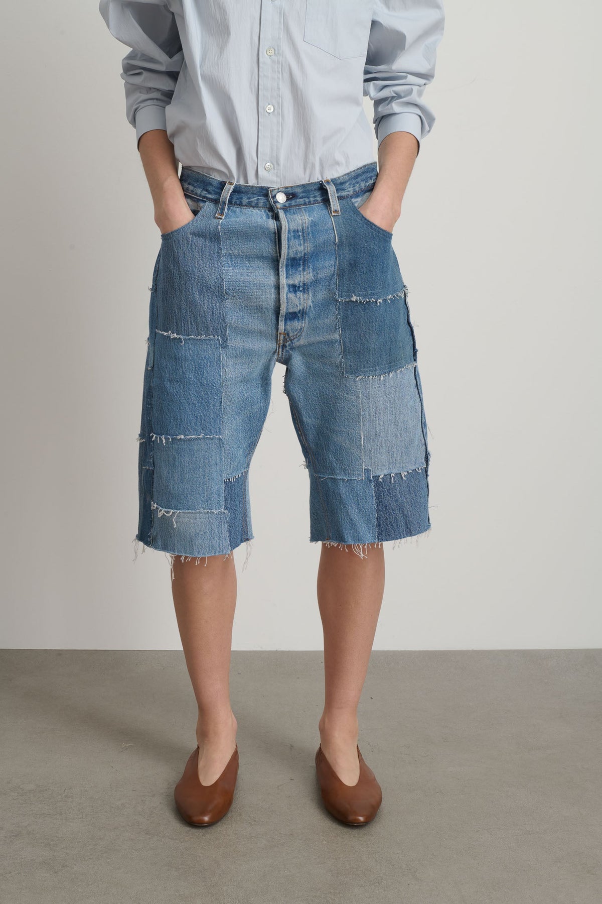 Madras Short Rework Vintage Indigo