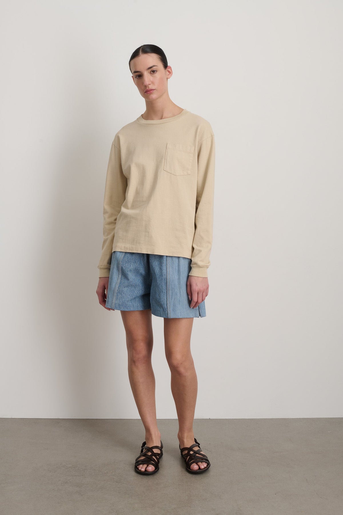 B Sides Long Sleeve Pocket T-Shirt Tan
