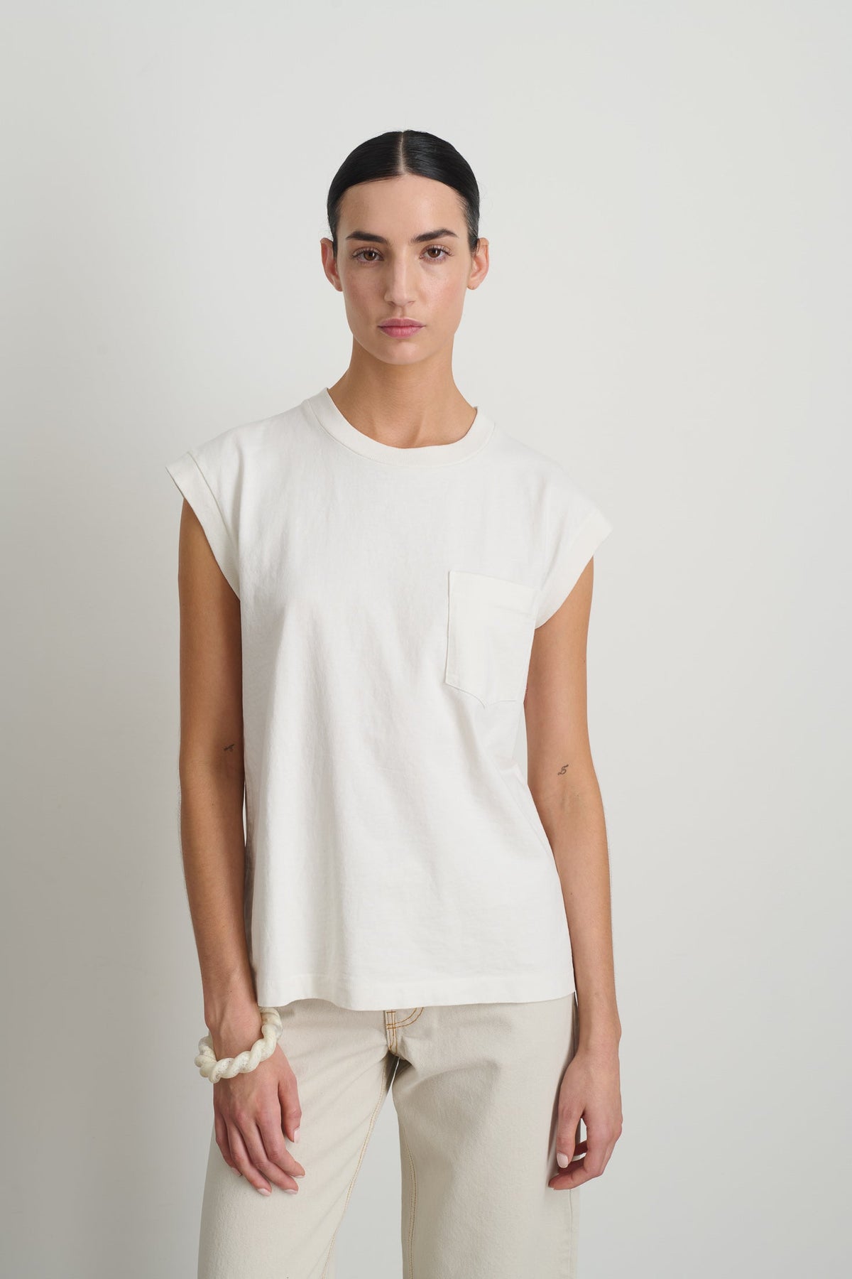 B Sides Pocket Tank Snow White